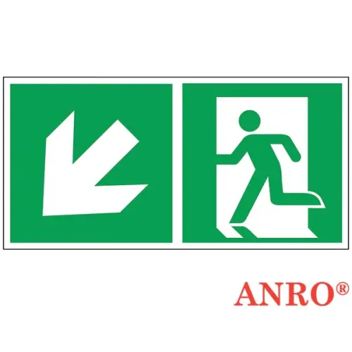 Znak ewakuacyjny „Kierunek do wyjścia w lewo i w dół” 150x300 Z-E001-2 ANRO